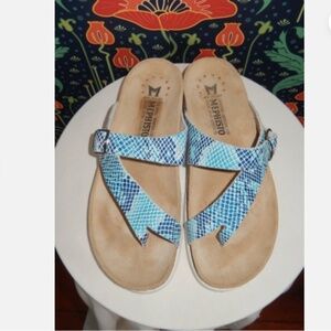 Mephisto Turquoise Blue White Helen Sandals Shoes 38